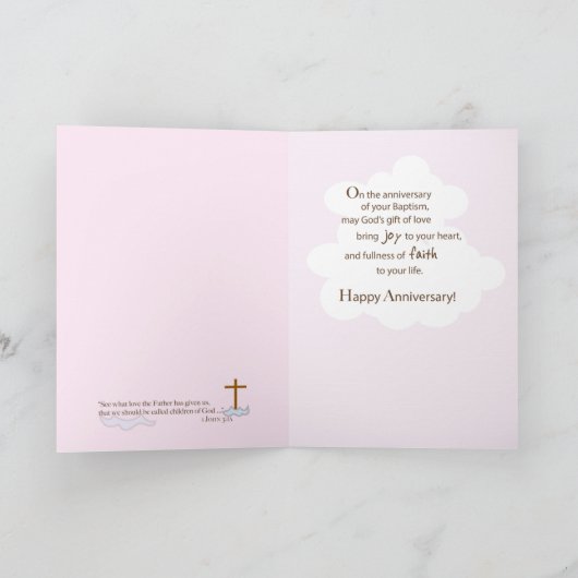 Custom Name and Year Third Anniversary of Baptism Karte (Innenseite)