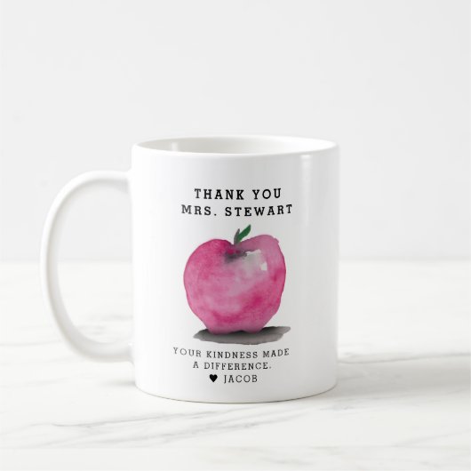 Custom Name Apple Personalized Teacher Thank You Kaffeetasse (Links)