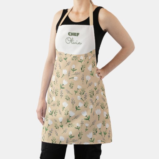 Custom Name Apron – Vanilla Floral Print Schürze (InSitu)