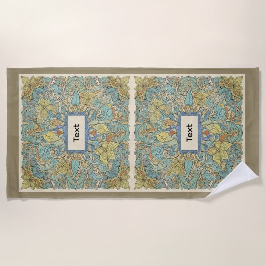 Custom Name Artistic Zentangle Beach Towel Strandtuch (Vorderseite)