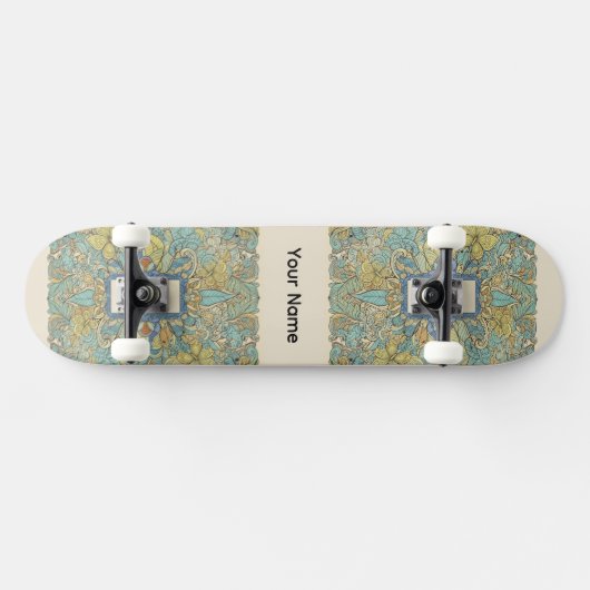 Custom Name Artistic Zentangle Skateboard (Horizontal)