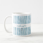 Custom Name Auntie, Watercolor Blue Stripe  Kaffeetasse (Links)