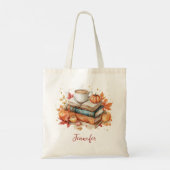 Custom Name Autumn Books & Pumpkin Cozy Reader Tragetasche (Rückseite)