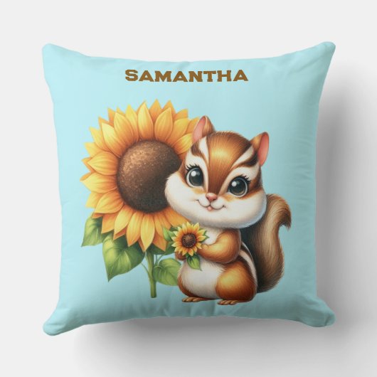  Custom Name Autumn Chipmunk Pillow  Kissen (Rückseite)