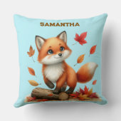 Custom Name Autumn Fox Pillow Kissen (Rückseite)