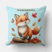 Custom Name Autumn Fox Pillow Kissen (Vorderseite)