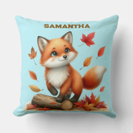 Custom Name Autumn Fox Pillow  Kissen