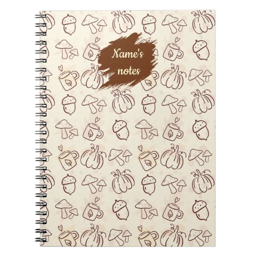 Custom Name Autumn Pattern Spiral Notebook Notizblock (Vorderseite)