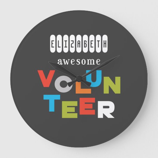 Custom Name, Awesome Volunteer Appreciation Große Wanduhr (Vorderseite)
