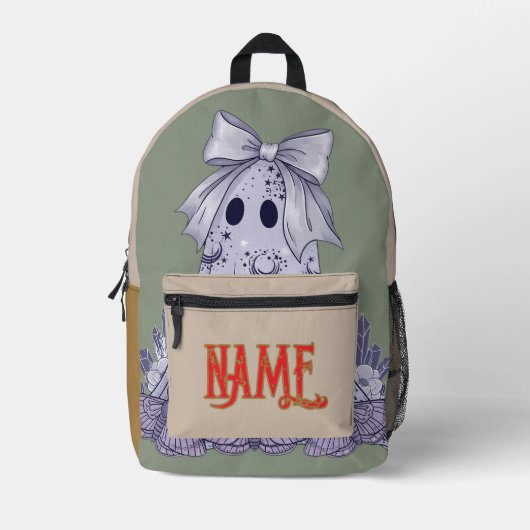 Custom Name Back to School Cute Ghost Bedruckter Rucksack (Vorderseite)