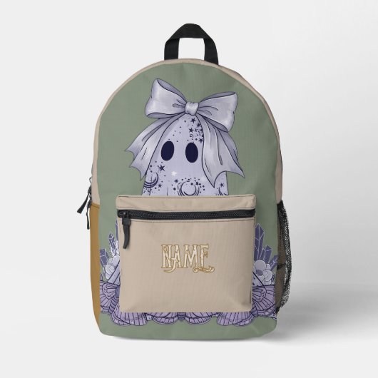 Custom Name Back to School Cute Ghost Bedruckter Rucksack (Vorderseite)