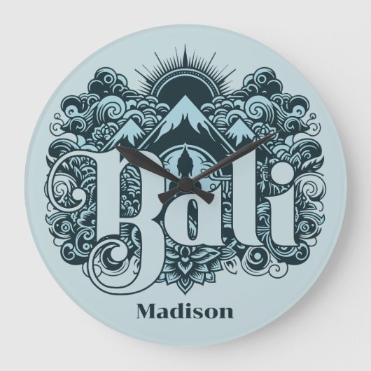 Custom Name Bali Große Wanduhr (Vorderseite)