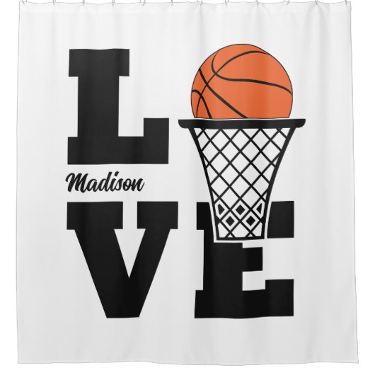 Custom Name Basketball Love Duschvorhang (Vorderseite)