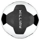 Custom Name Black Leather Finish Texture Fußball (Gedreht)