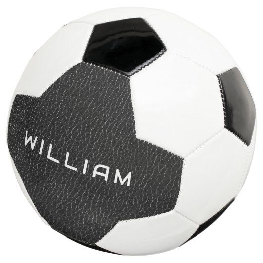 Custom Name Black Leather Finish Texture Fußball (Dreiviertel)