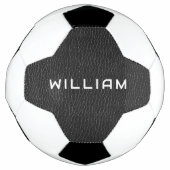 Custom Name Black Leather Finish Texture Fußball (Vorderseite)