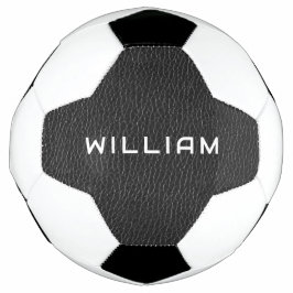 Custom Name Black Leather Finish Texture Fußball