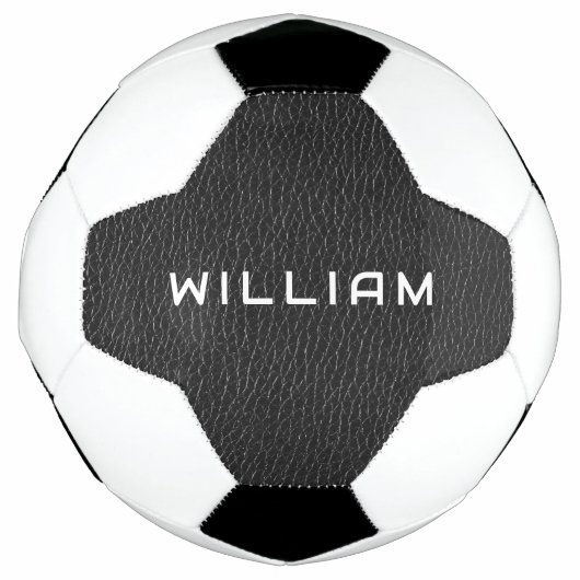 Custom Name Black Leather Finish Texture Fußball (Vorderseite)