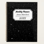Custom Name Black & White Checkered Planner Planer (Vorderseite)