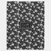 Custom Name Blanket Elegant Wildflower Black White Fleecedecke (Vorderseite)