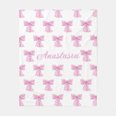 Custom Name Blanket Fleece Coquette Pink Bows (Vorderseite)