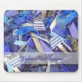 Custom Name Blue Abstract Maximalist Stripes  Mousepad (Vorne)