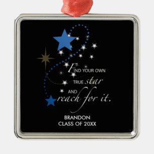 Custom Name Blue Brandon, Class of, Graduation Sta Ornament Aus Metall