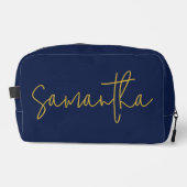 Custom Name Blue Cosmetic Bag for Bridesmaid & Mom Waschbeutel (Vorderseite)