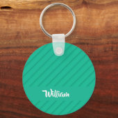 Custom name blue diagonal plastic textured schlüsselanhänger (Vorderseite)