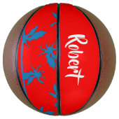 Custom name blue dragons on red basketball (Vertikal)