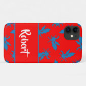 Custom name blue dragons on red Case-Mate iPhone hülle (Rückseite (Horizontal))