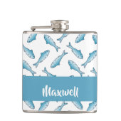 Custom name blue fish on white flachmann (Vorderseite)