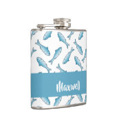 Custom name blue fish on white flachmann (Rechts)