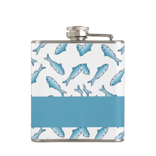 Custom name blue fish on white flachmann (Rückseite)