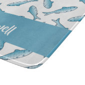 Custom name blue fish on white schneidebrett (Ecke)