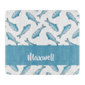 Custom name blue fish on white schneidebrett (Vorderseite)
