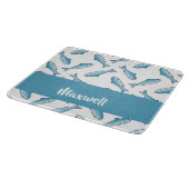 Custom name blue fish on white schneidebrett (Ecke)