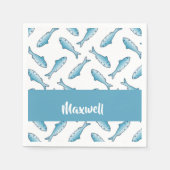 Custom name blue fish on white serviette (Vorderseite)