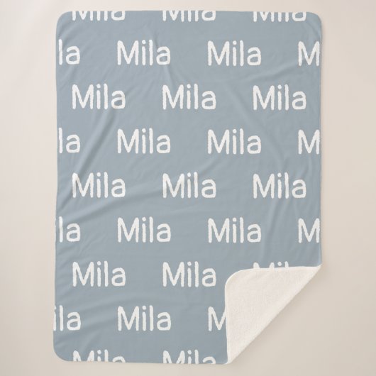 Custom Name Blue-Gray Sherpa Blanket for Newlyweds Sherpadecke (Vorderseite)