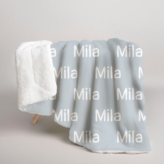 Custom Name Blue-Gray Sherpa Blanket for Newlyweds Sherpadecke
