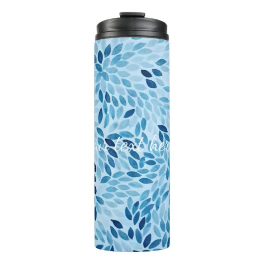 Custom Name | Blue Mosaic Petals Thermal Tumbler Thermosbecher (Vorderseite)