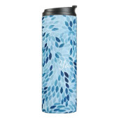 Custom Name | Blue Mosaic Petals Thermal Tumbler Thermosbecher (Nach links gedreht)