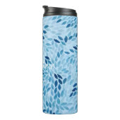 Custom Name | Blue Mosaic Petals Thermal Tumbler Thermosbecher (Nach rechts gedreht)