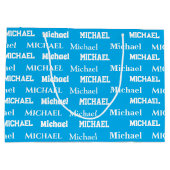 Custom Name Blue Personalized Boy Birthday Große Geschenktüte (Rückseite)