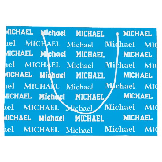 Custom Name Blue Personalized Boy Birthday Große Geschenktüte (Rückseite)