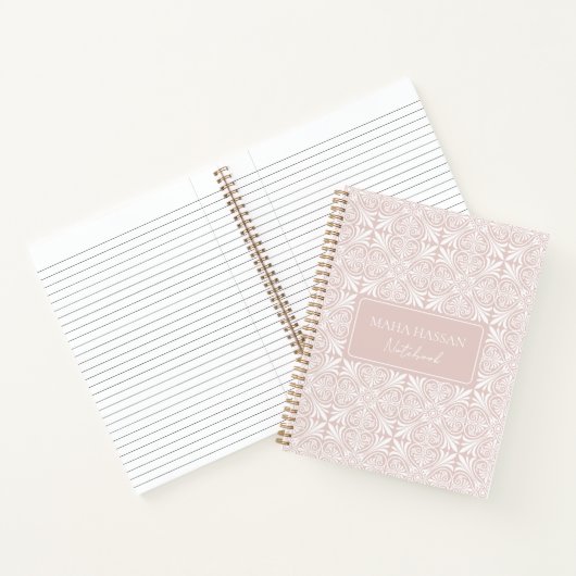 Custom Name Blush Rose Vector Pattern Journal Notizblock (Innenseite)