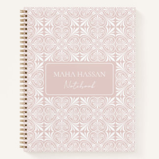 Custom Name Blush Rose Vector Pattern Journal Notizblock