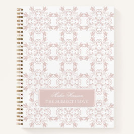 Custom Name Blush Rose Vector Pattern Journal Notizblock