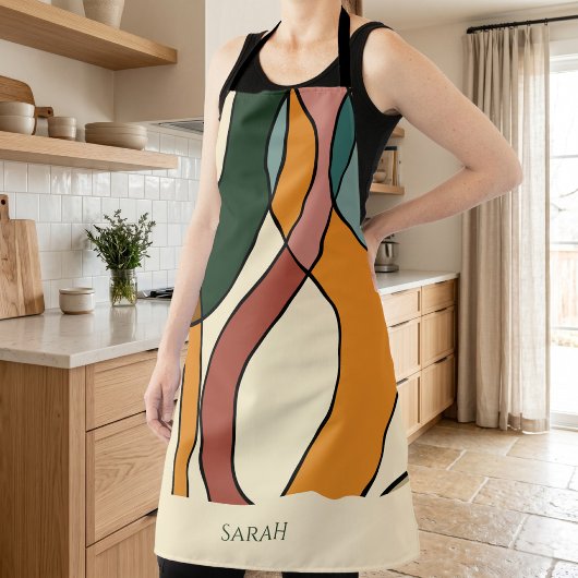Custom Name Boho Abstract Earthy Modern Kitchen Schürze