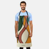 Custom Name Boho Abstract Earthy Modern Kitchen Schürze (Getragen)